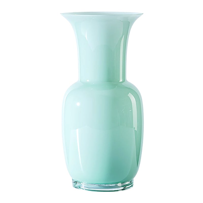 Gran jarrón de cristal Opalino del siglo XXI en verde Río by Venini