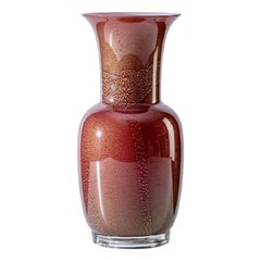21st Century Opalino Medium Glass Vase in Blood Red/Rosa Cipria by Venini