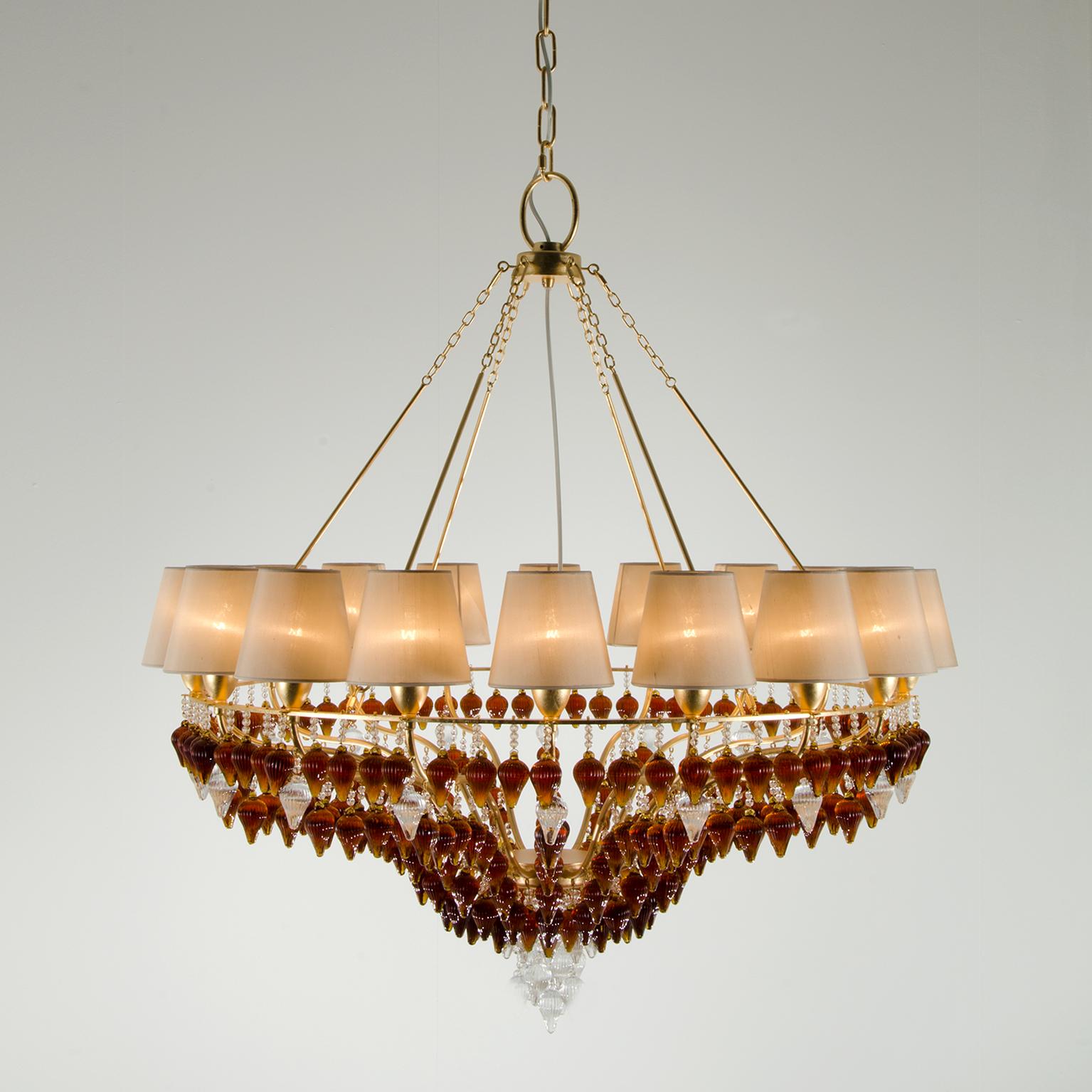 Modern 21st Century Ophelia Gold and Crystal Chandelier by Patrizia Garganti For Sale
