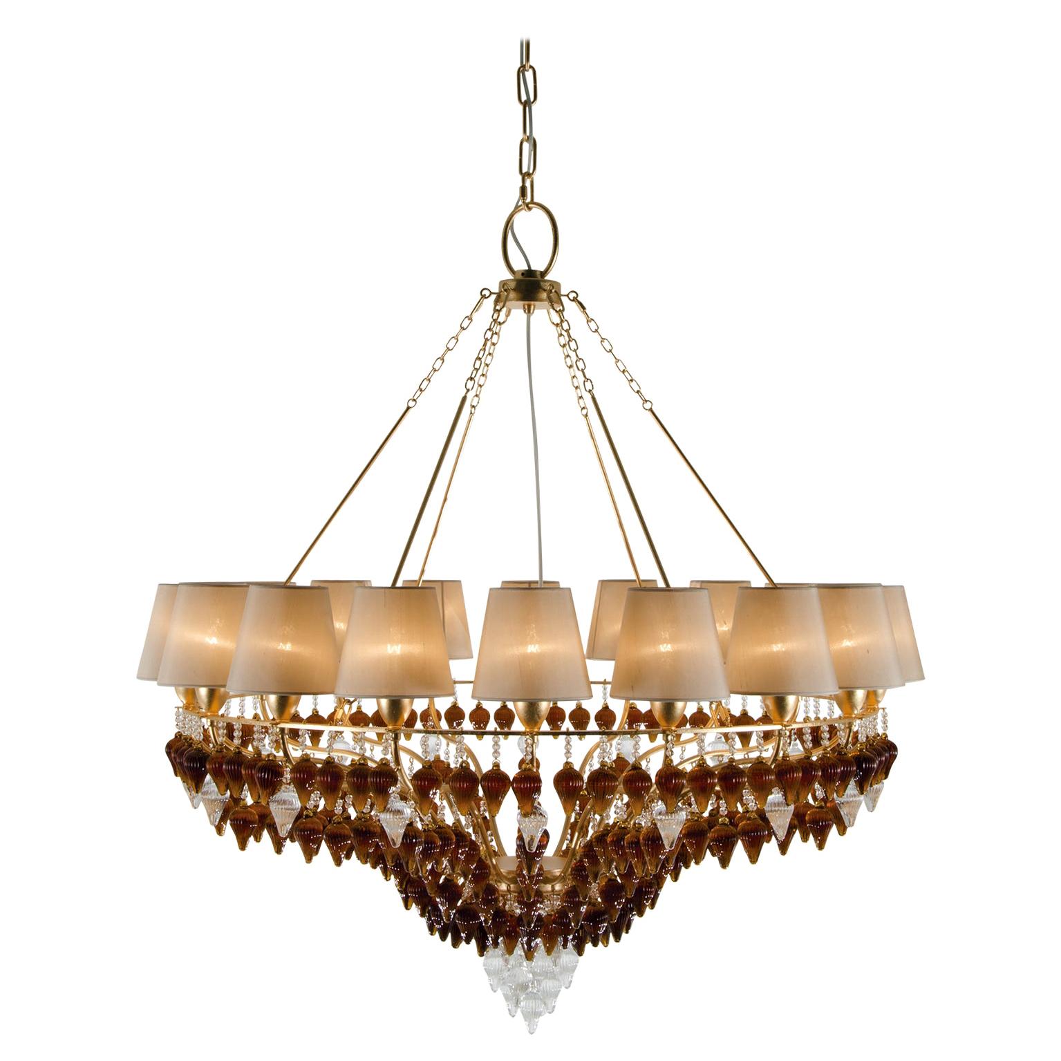21st Century Ophelia Gold and Crystal Chandelier by Patrizia Garganti For Sale