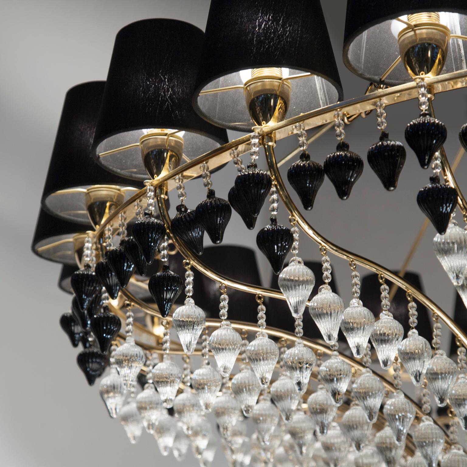 Modern 21st Century Ophelia Gold plated and Crystal Chandelier by Patrizia Garganti For Sale