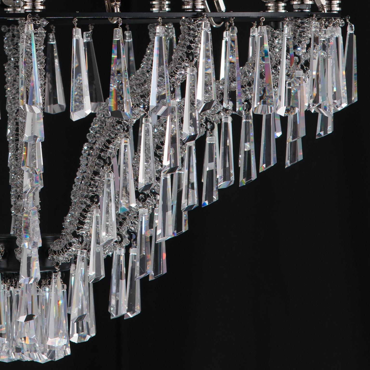 italien Lustre 21e siècle Ophelia en plomb et prismes de cristal de Patrizia Garganti en vente