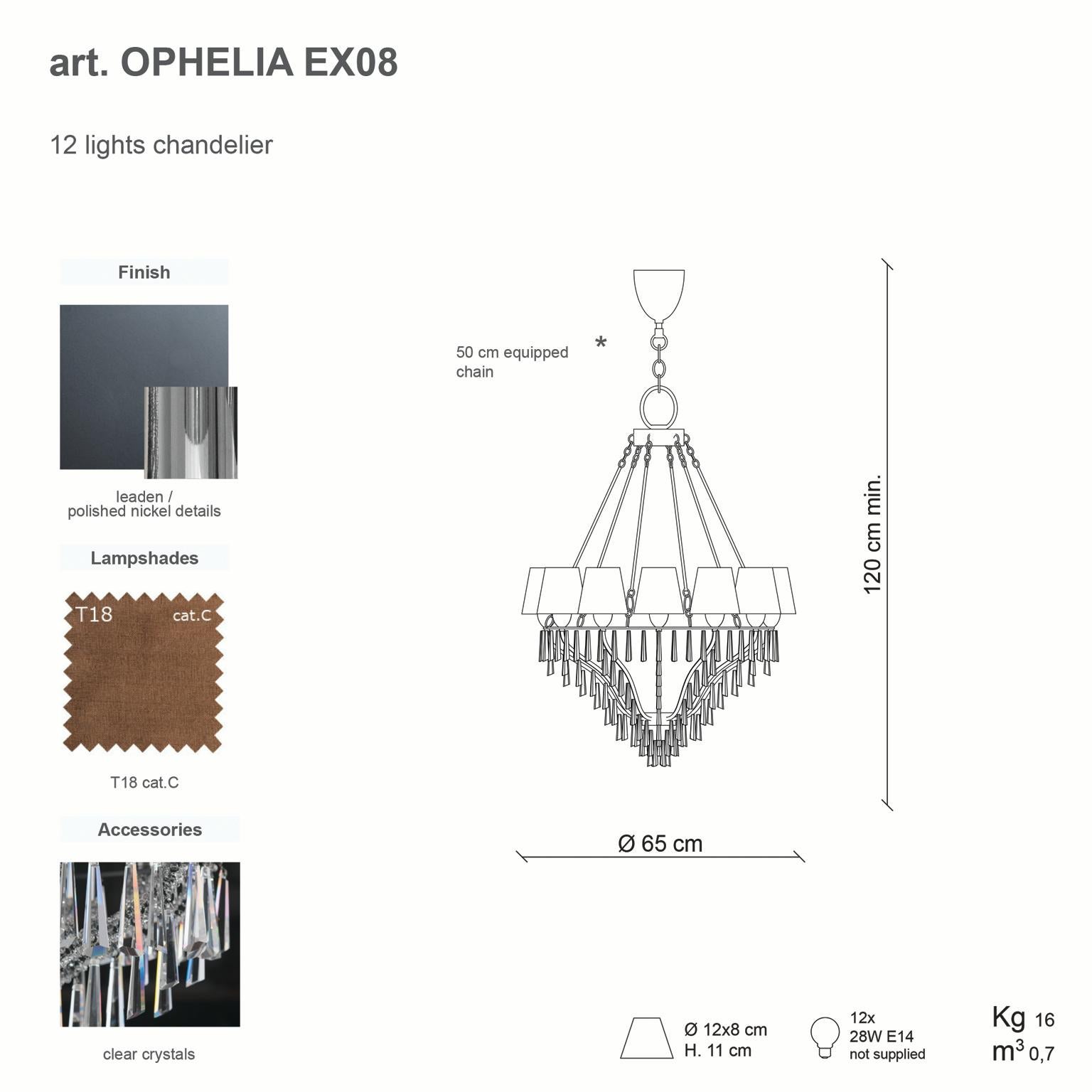 Polished 21st Century Ophelia Leaden and Crystal Prisms Chandelier by Patrizia Garganti For Sale