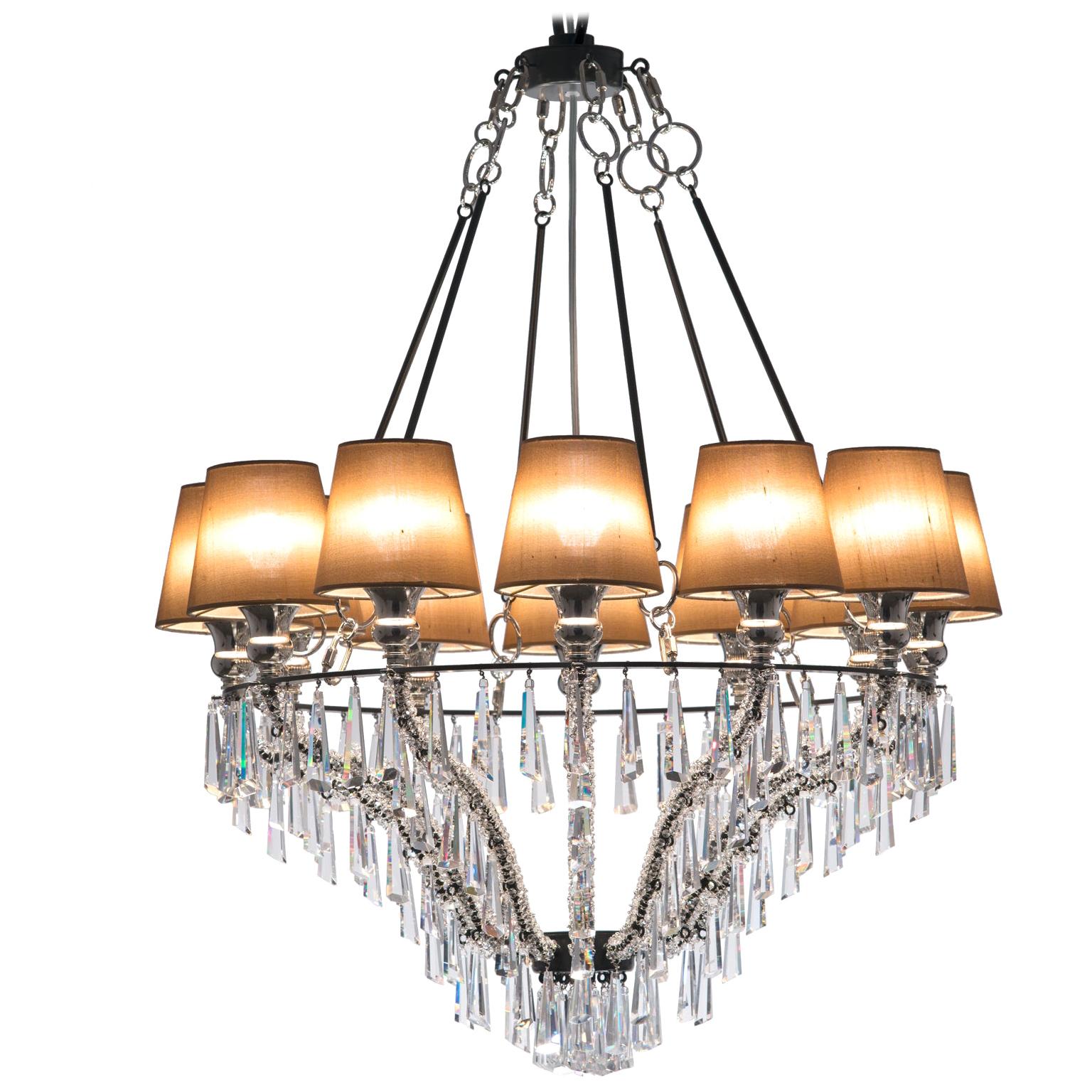 21st Century Ophelia Leaden and Crystal Prisms Chandelier by Patrizia Garganti For Sale