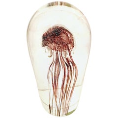 21st Century Organic Modern Blown Glass Cased Jelly Fish Sculpture