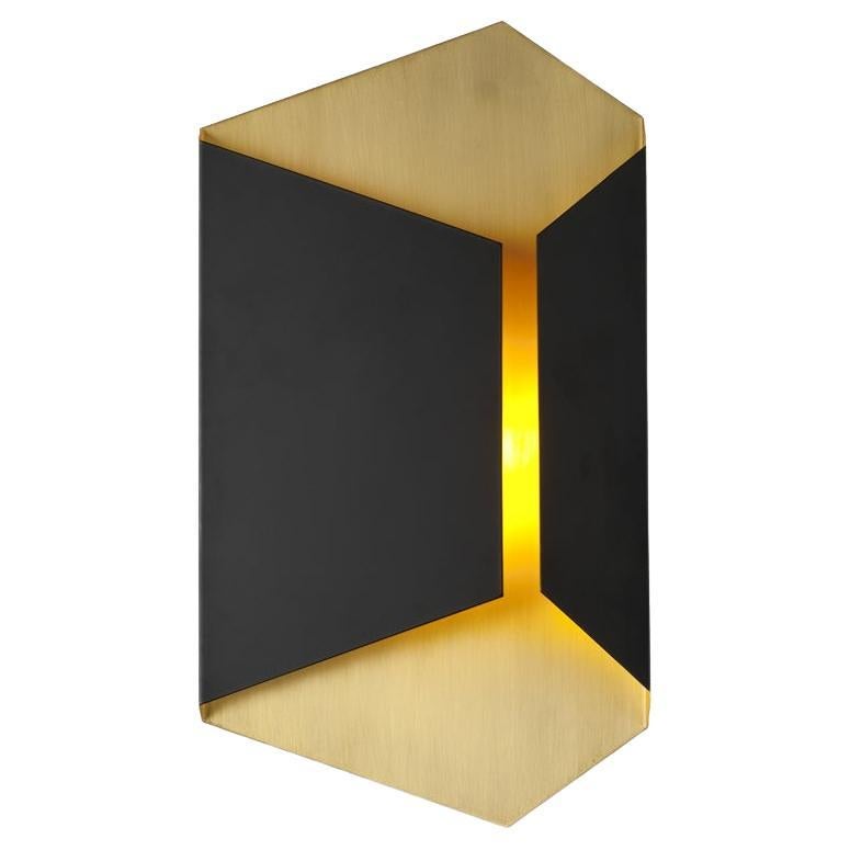 Origami Sconce, Brushed Brass and Matt black lacquered, Handcrafted by Duistt  For Sale
