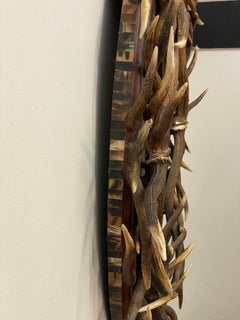 21st Century Ornate Oval Antler Horn Mirror