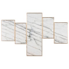 Orpheu Wall Piece in Calacatta Lake Sunrise Marble and Gold Leaf by Greenapple
