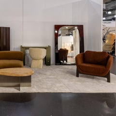 21st Century Oscar Wood Armchair seat Bouclé Brown & feet in Darkened Sycamore