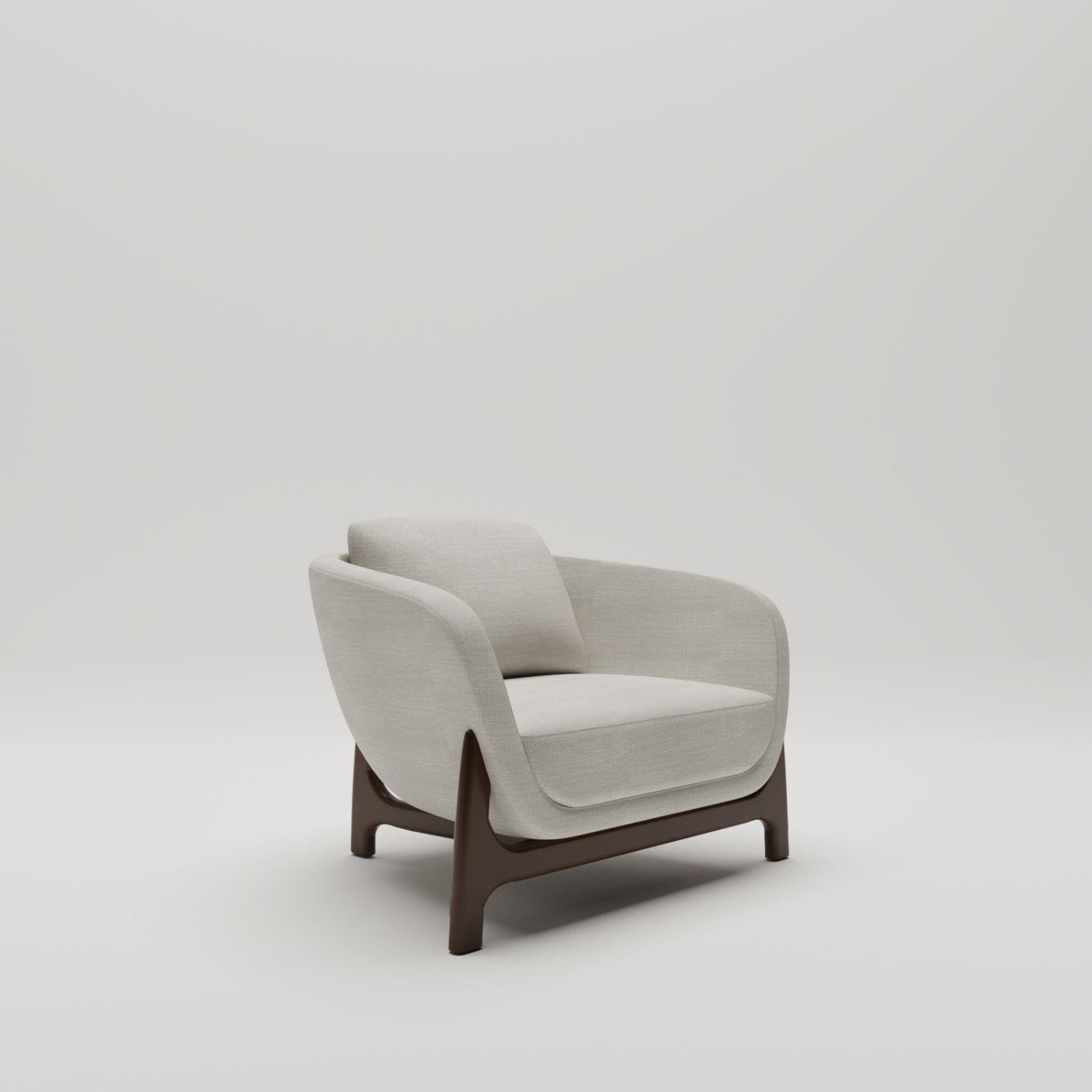 Mid-Century Modern 21st Century Oscar Wood Armchair, in Darkened Sycamore, by Duistt For Sale