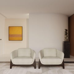 Oscar Wood Armchair, Duistt fabric, Darkened Sycamore legs, Portugal