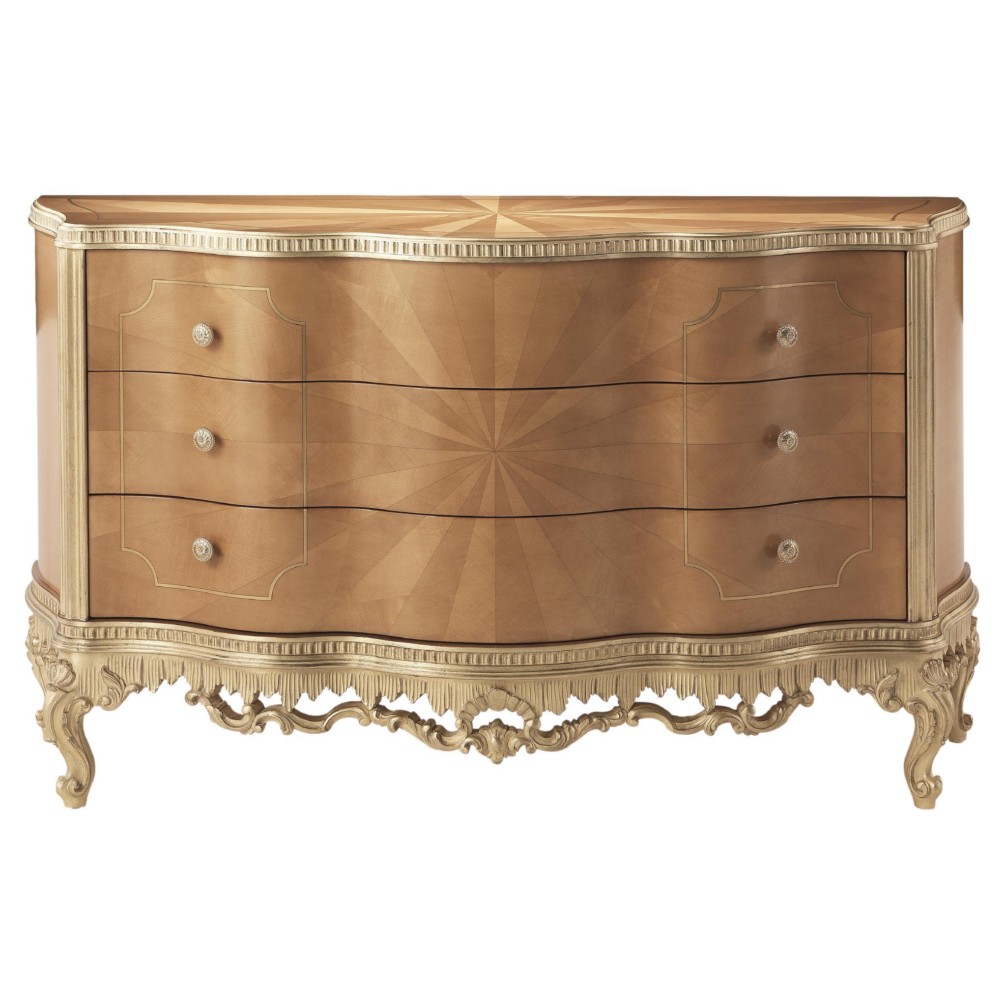 21st Century Ourlet Chest of Drawers with Hand-carved Base