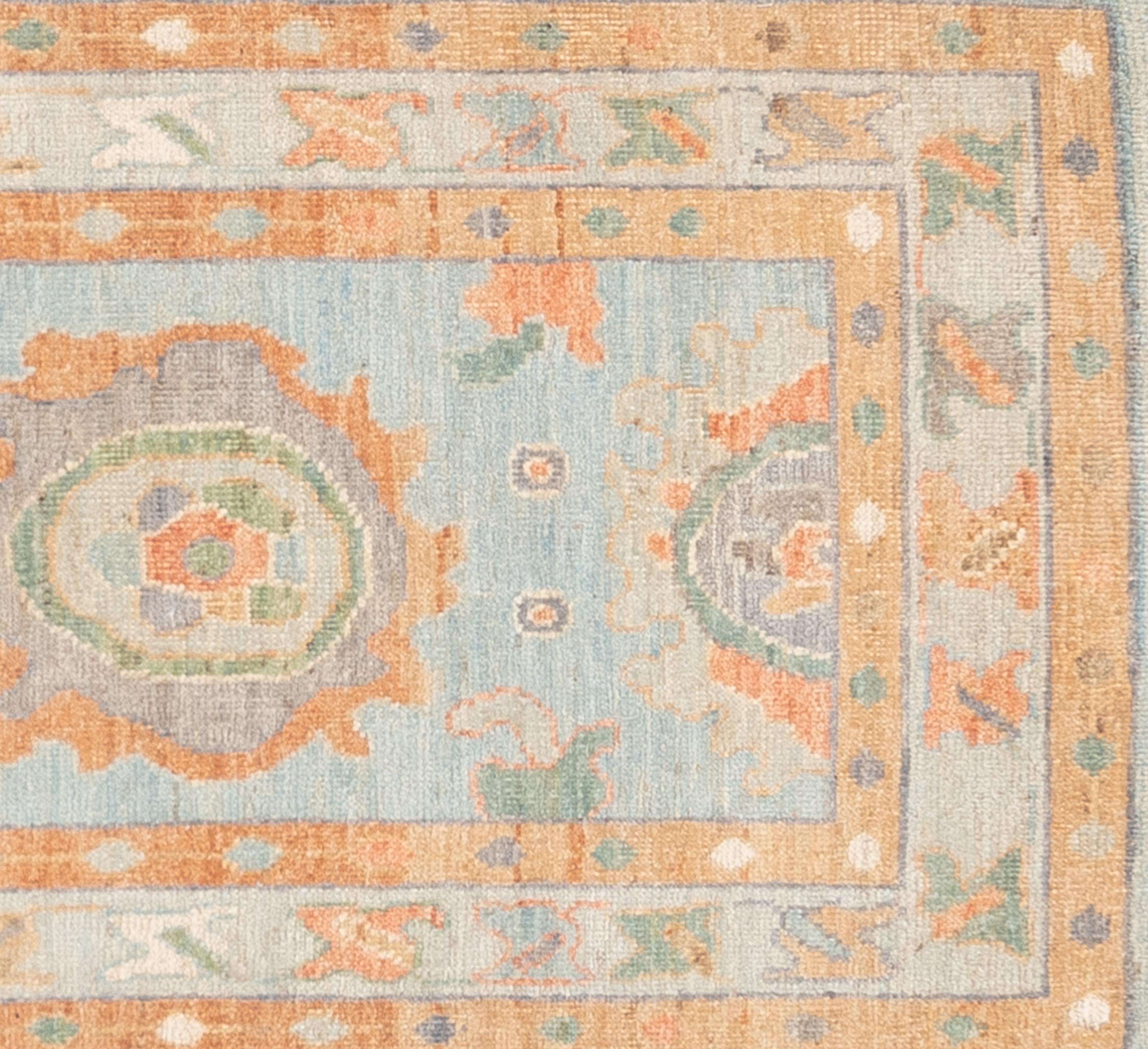 Hand-Woven 21st Century Oushak Runner For Sale