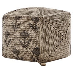 21st Century Outdoor Indoor Handmade Graphic Block Pouf - Earth Granite