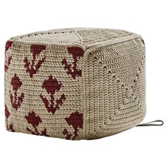 21st Century Outdoor Indoor Handmade Graphic Block Pouf - Sand Hamra