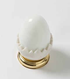 21st Century Oviraptor White Marble Table Lamp with Brass and Opaque Glass