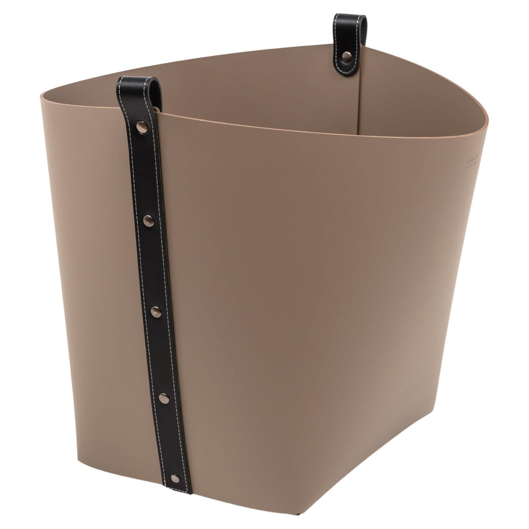 21st Century Ovo Towel & Magazine Leather Basket Outdoor Use Handmade in Italy