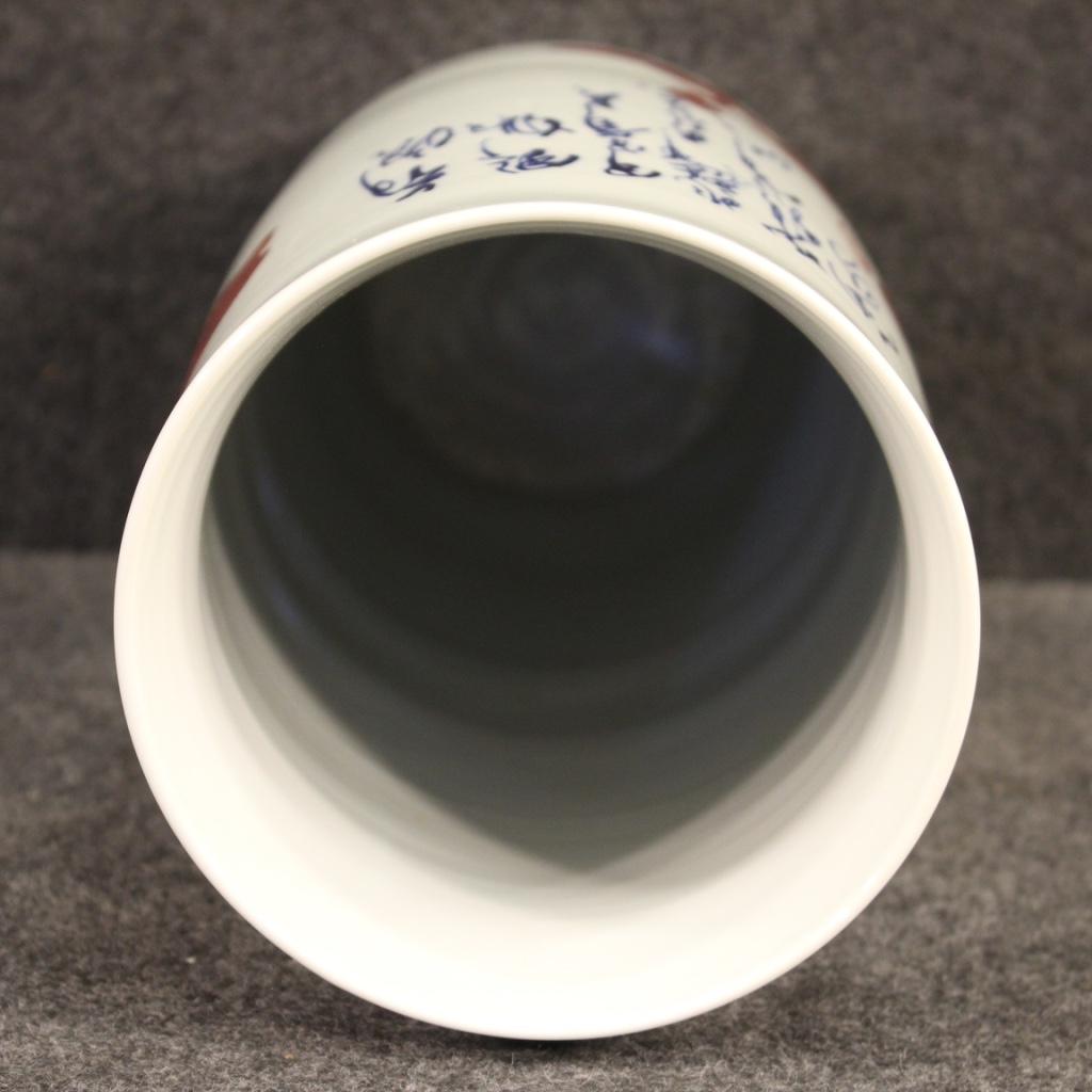 21st Century Painted and Glazed Ceramic Chinese Landscape Vase, 2000 For Sale 5