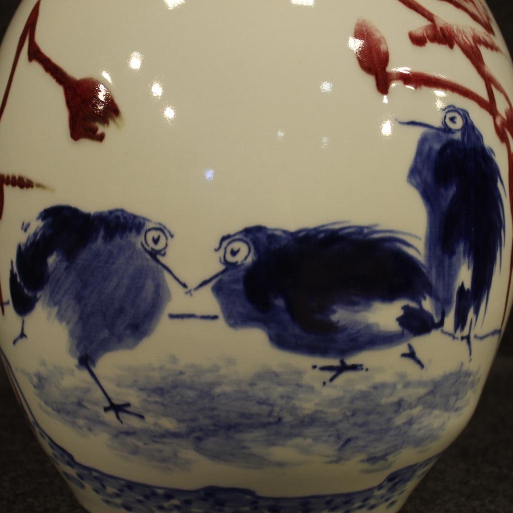 21st Century Painted and Glazed Ceramic Chinese Vase, 2000 For Sale 7
