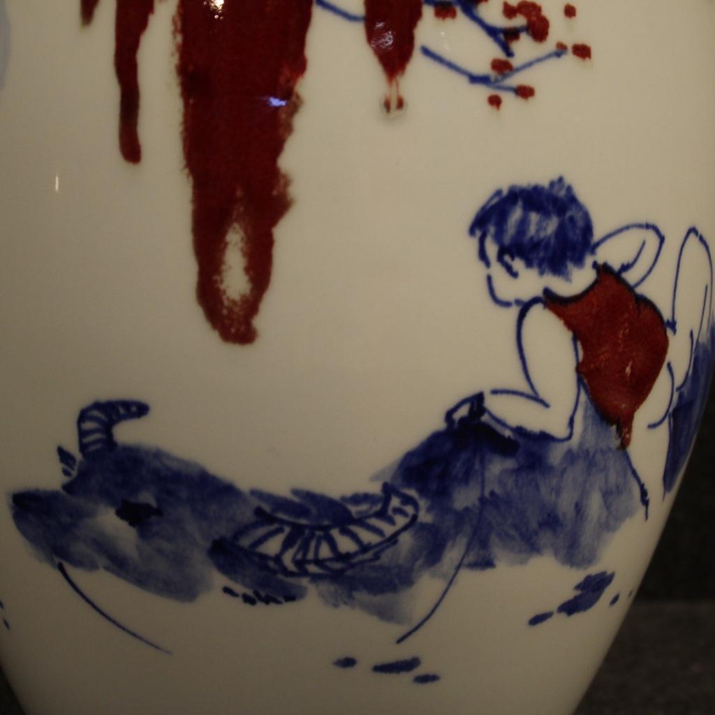 21st Century Painted and Glazed Ceramic Chinese Vase, 2000 For Sale 8