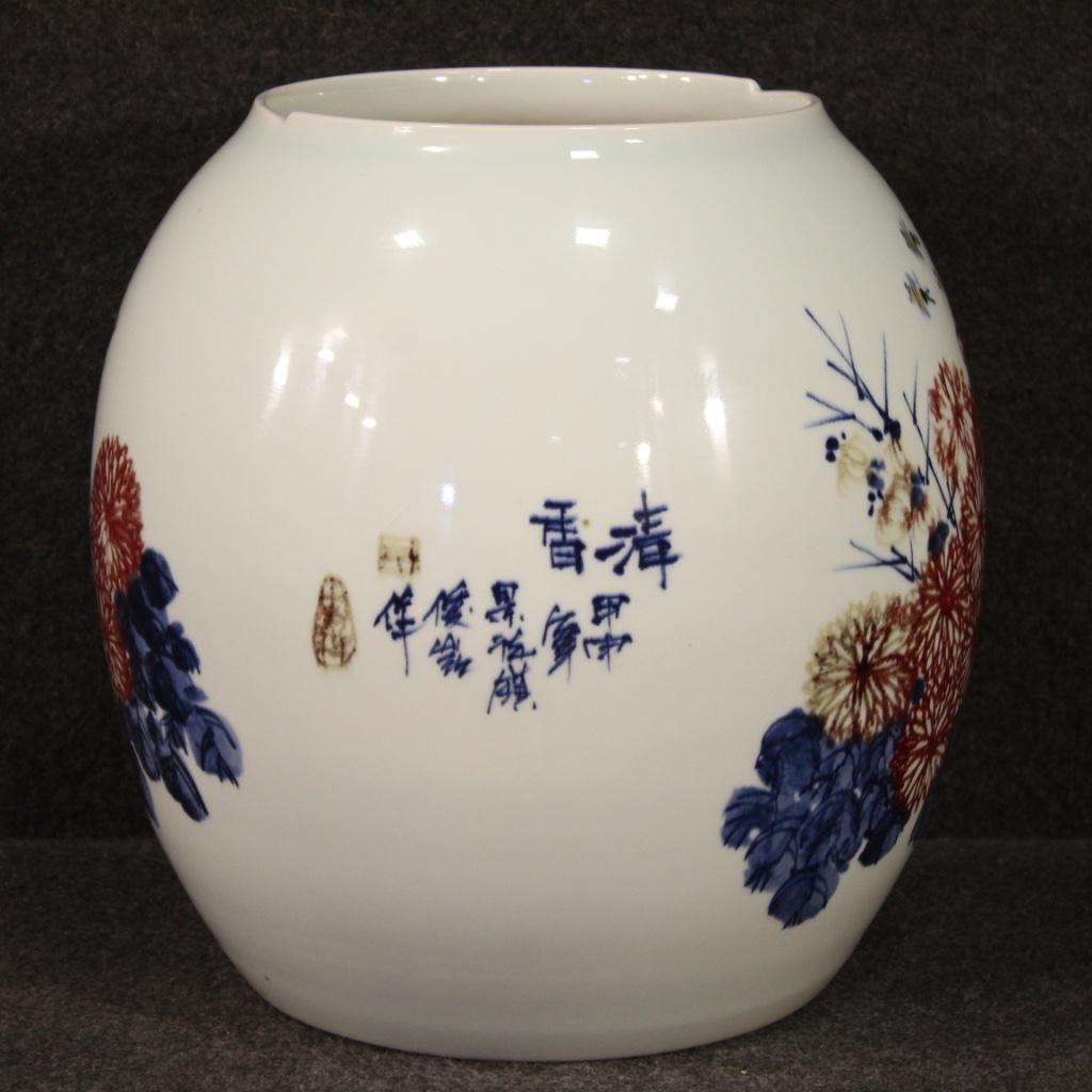 21st Century Painted and Glazed Ceramic Chinese Vase, 2000 In Good Condition For Sale In Vicoforte, Piedmont