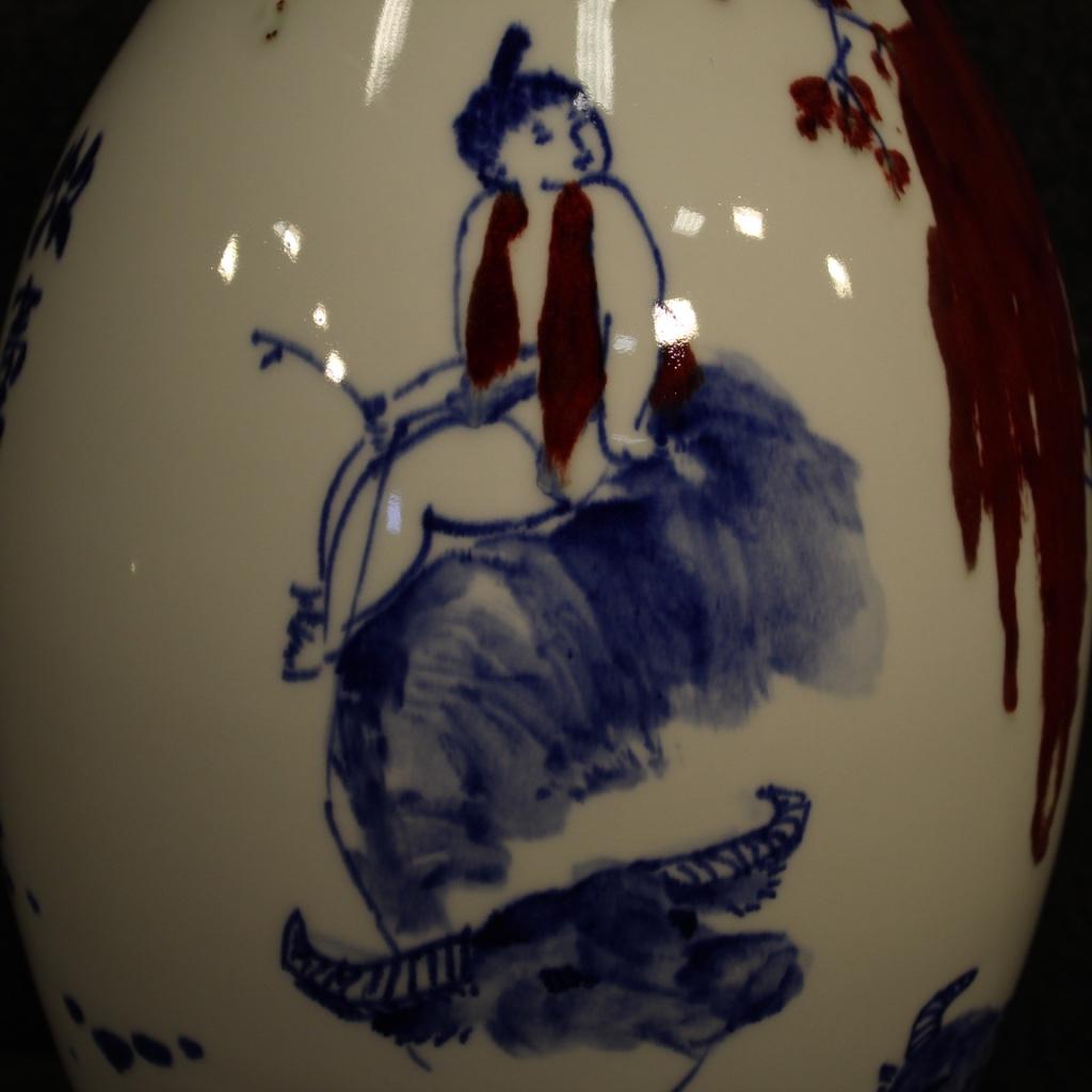 Contemporary 21st Century Painted and Glazed Ceramic Chinese Vase, 2000 For Sale