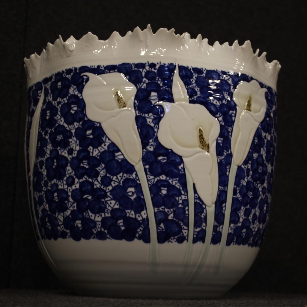 21st Century Painted and Glazed Ceramic Chinese Vase with Calla Lilies, 2000 5