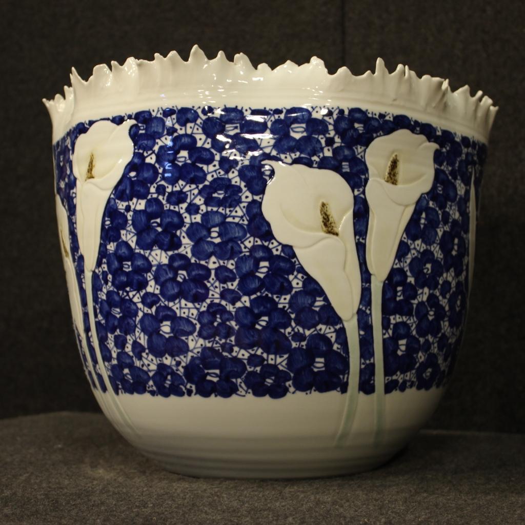 21st Century Painted and Glazed Ceramic Chinese Vase with Calla Lilies, 2000 4