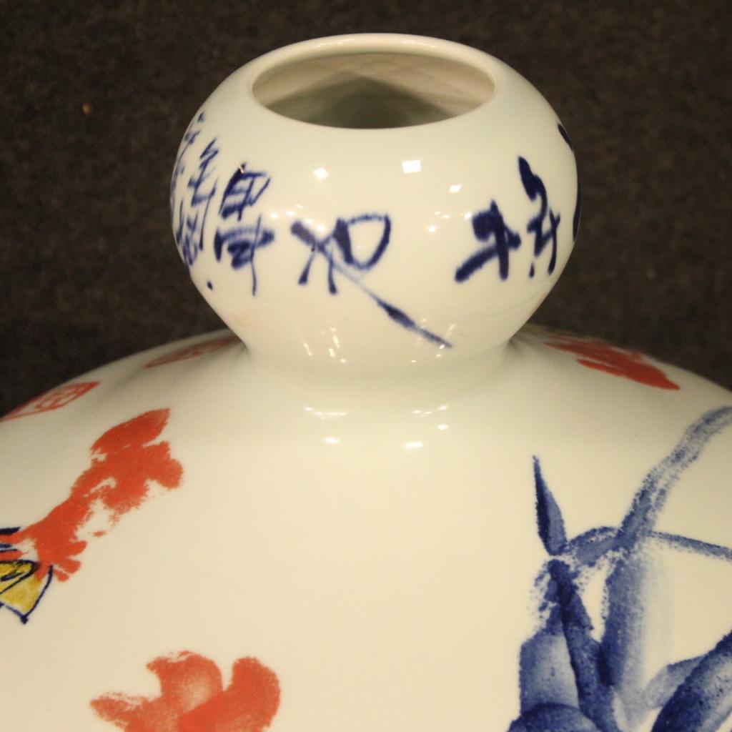 Hand-Painted 21st Century Painted Ceramic Chinese Vase, 2000 For Sale
