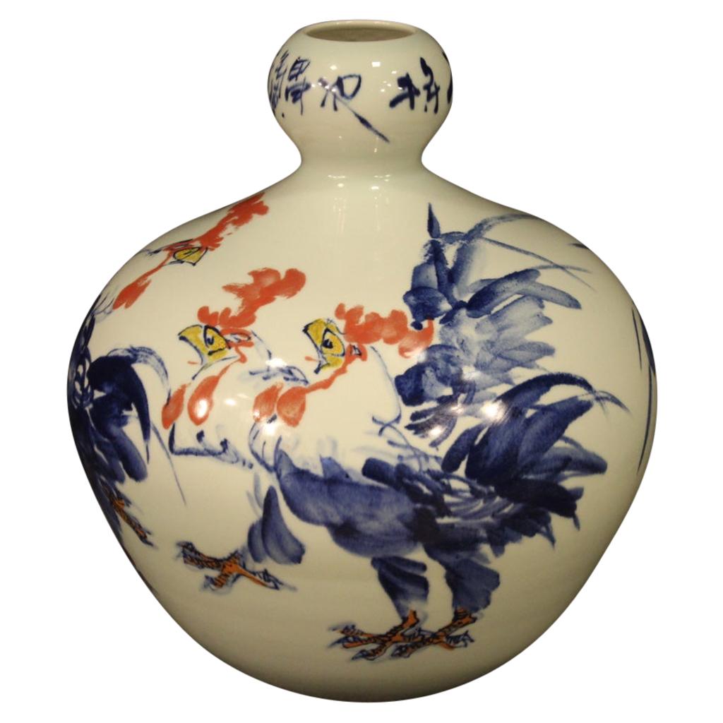 21st Century Painted Ceramic Chinese Vase, 2000