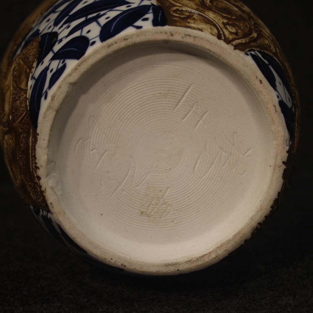 21st Century Painted Glazed and Chiselled Ceramic Chinese Vase, 2000 4