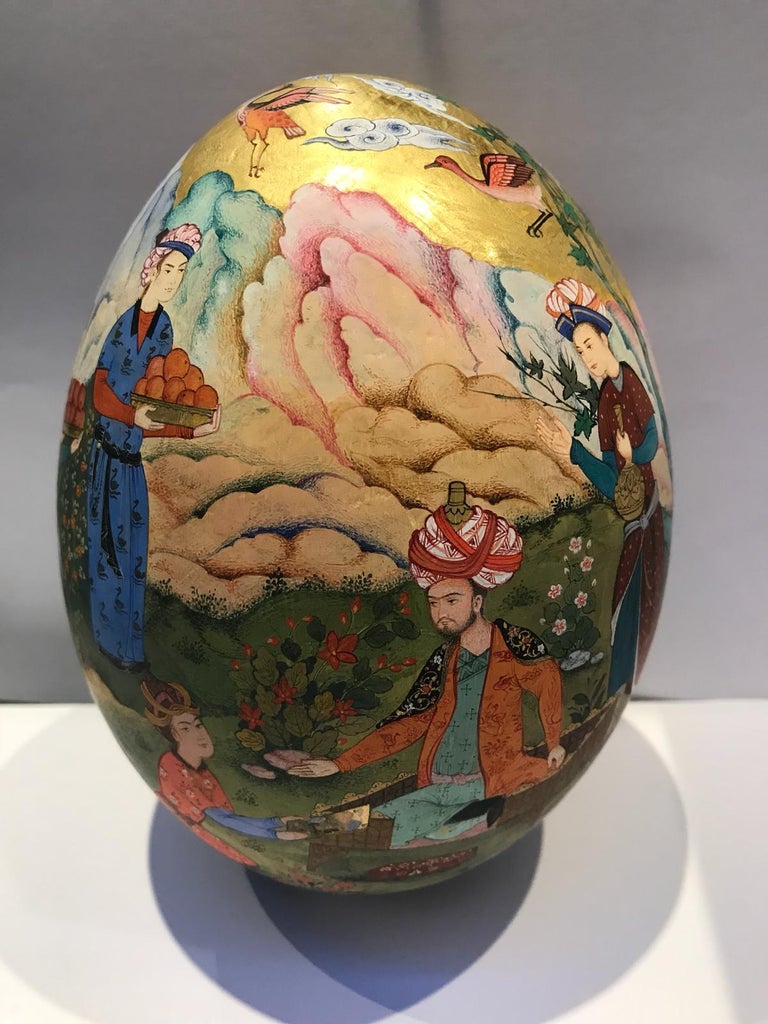 21st Century, Painted Ostrich Egg Iranian at 1stDibs