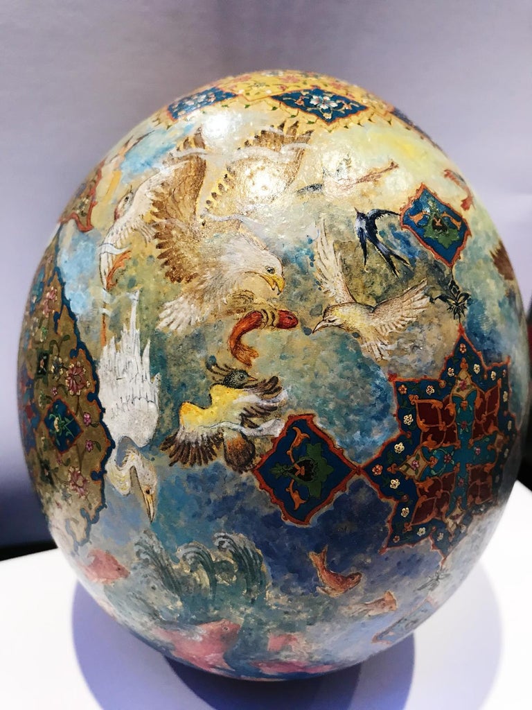 21st Century, Painted Ostrich Egg Iranian For Sale at 1stDibs