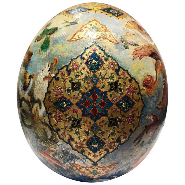 21st Century, Painted Ostrich Egg Iranian For Sale at 1stDibs
