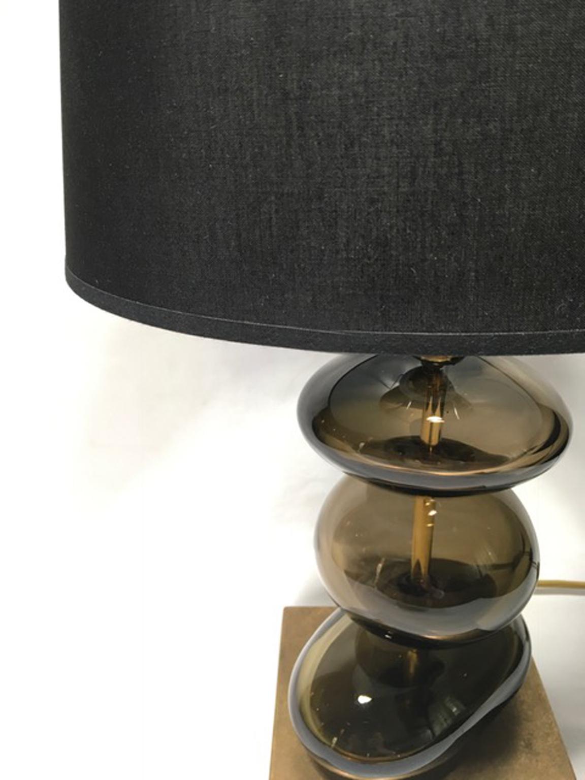 21st Century Pair Bronze Color Blown Glass Table Lamps For Sale 6