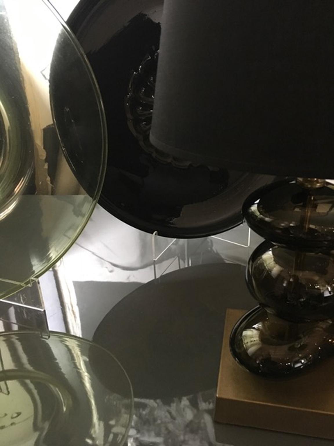 21st Century Pair Bronze Color Blown Glass Table Lamps For Sale 7