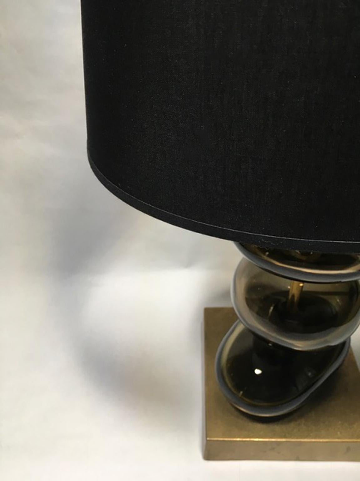 21st Century Pair Bronze Color Blown Glass Table Lamps For Sale 8