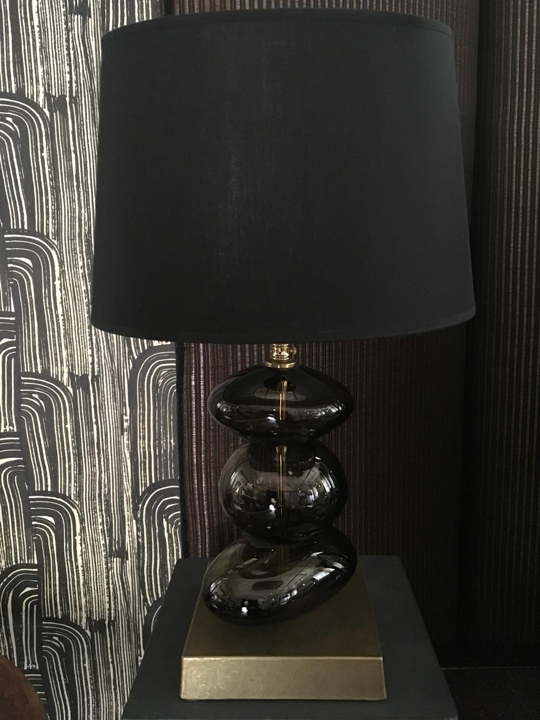 Silk 21st Century Pair Bronze Color Blown Glass Table Lamps For Sale