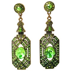 21st Century Pair Of Antique Bronze 
Austrian Crystal Dangle Earrings