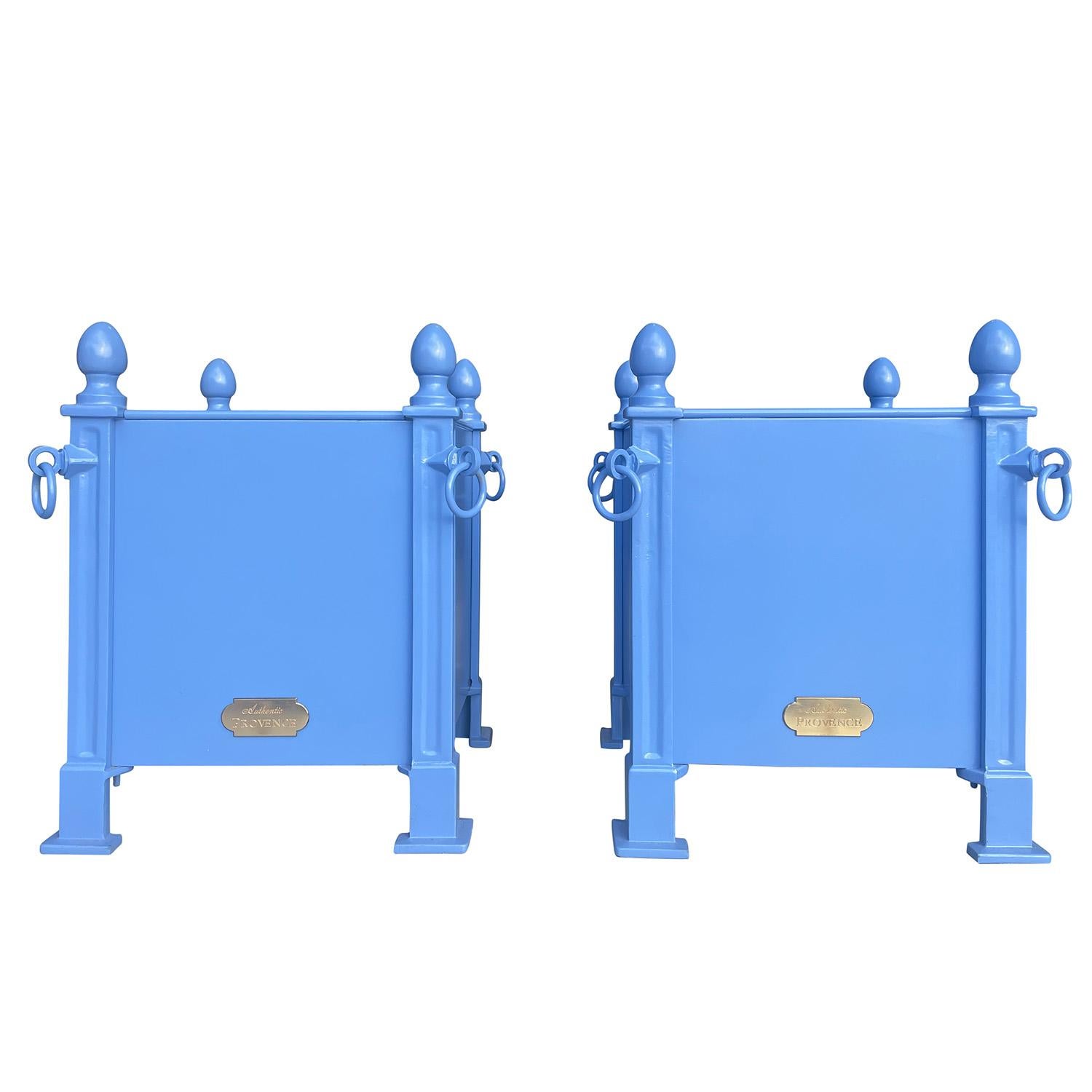 Contemporary 21st Century Pair of Paddington Blue French Orangerie Planters For Sale