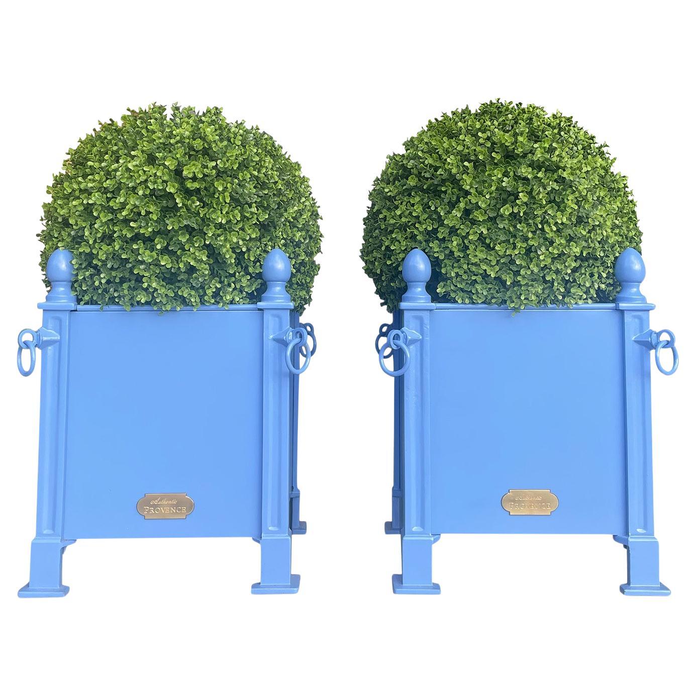 21st Century Pair of Paddington Blue French Orangerie Planters For Sale