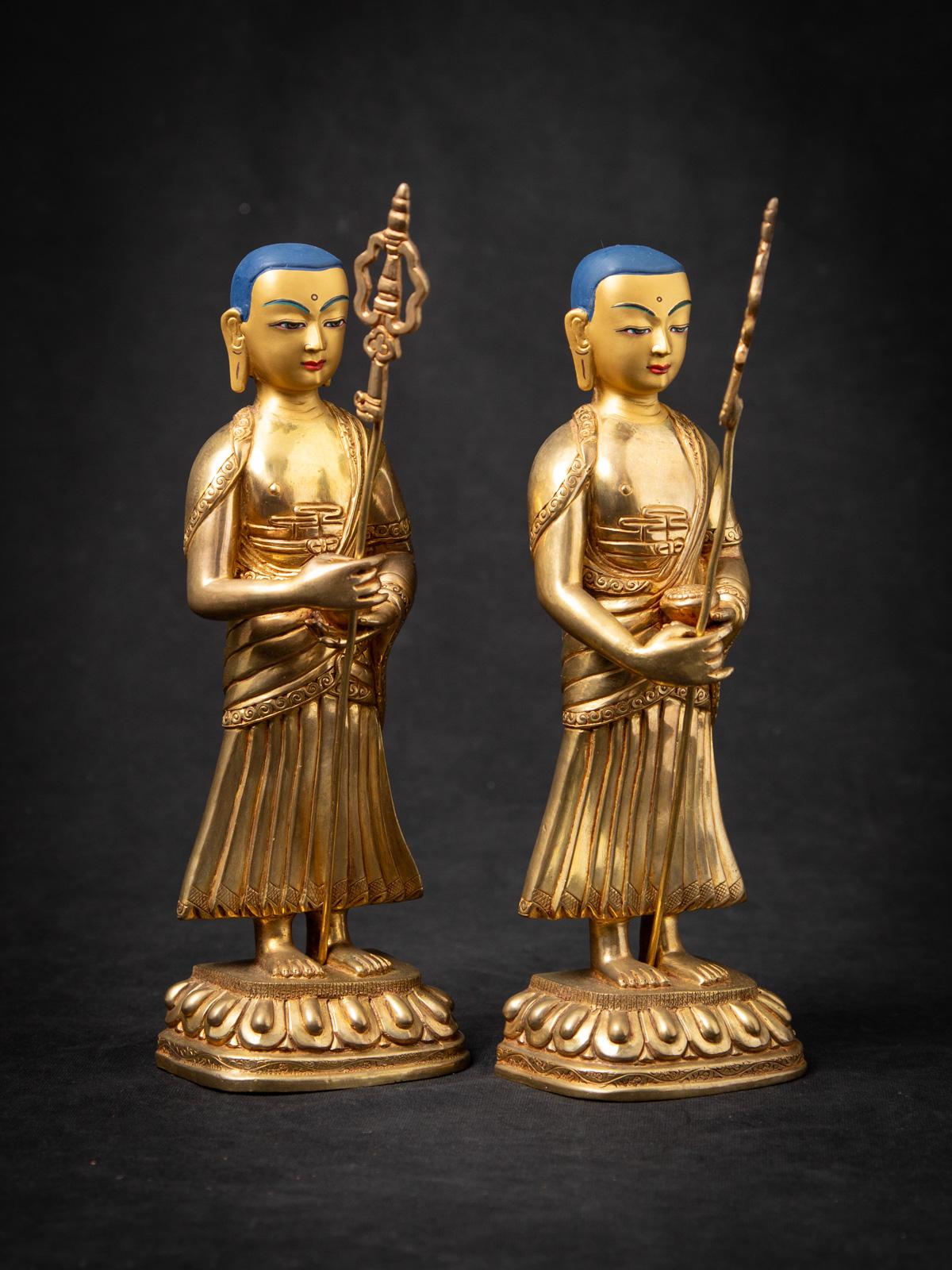 Burmese 21st Century Pair of bronze Nepali Monk statues from Nepal For Sale