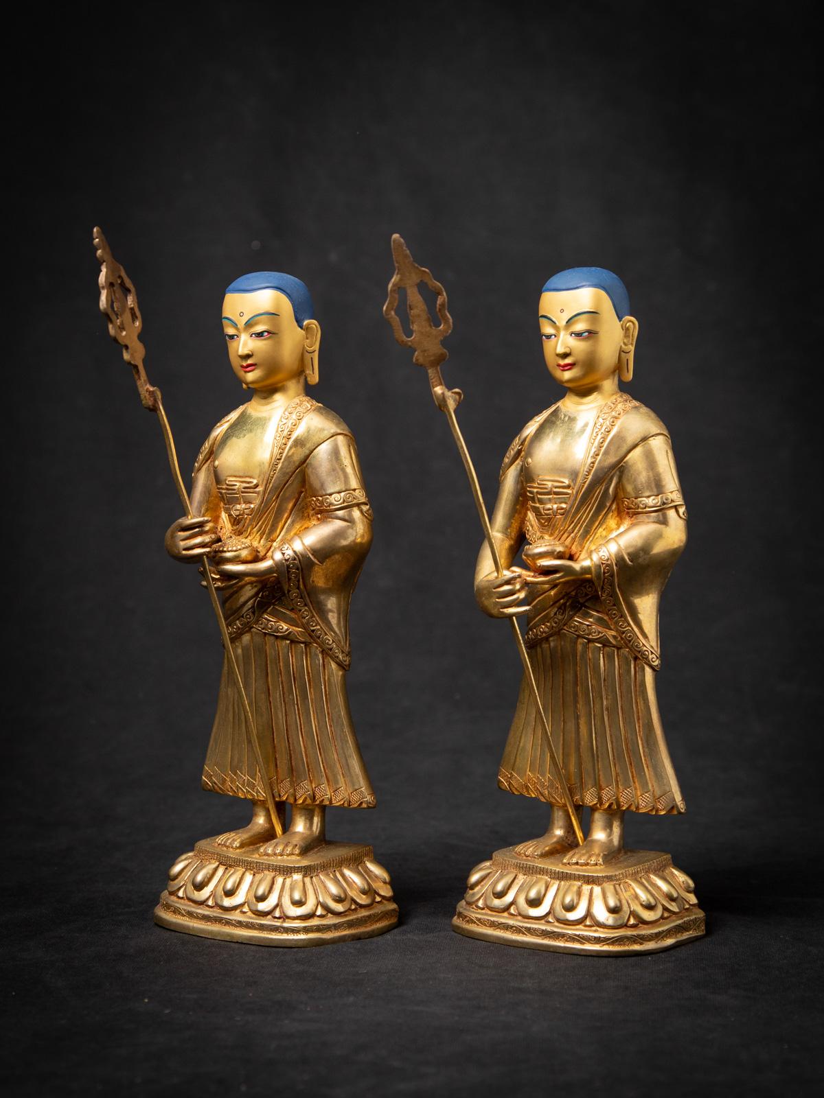 Contemporary 21st Century Pair of bronze Nepali Monk statues from Nepal For Sale