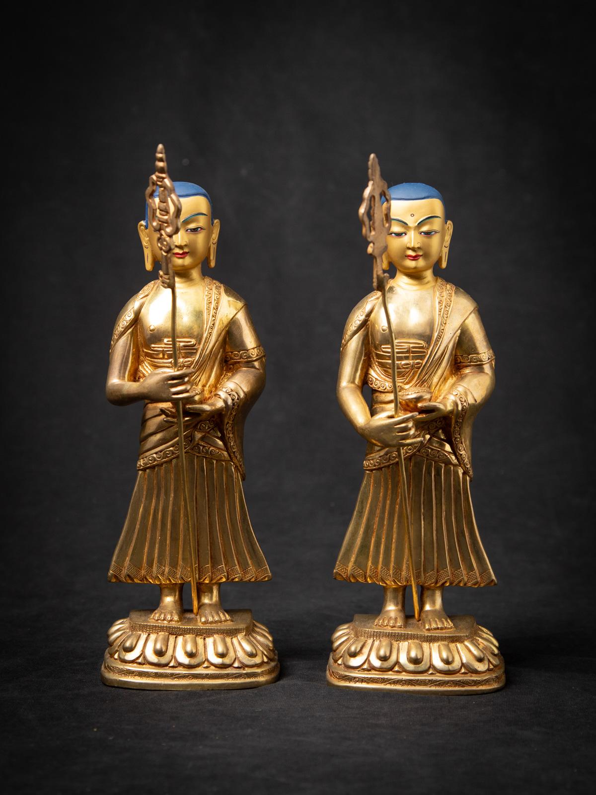 Bronze 21st Century Pair of bronze Nepali Monk statues from Nepal For Sale