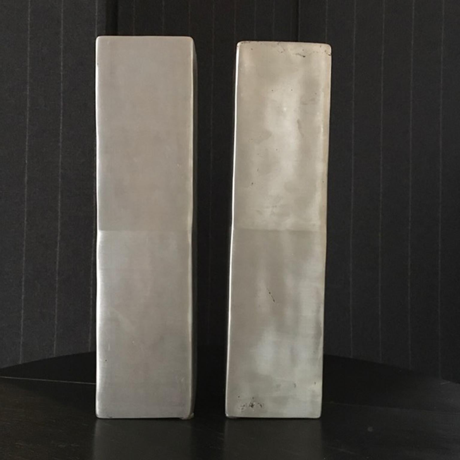 Africa Organic Modern Pair of Cast Lost Wax Aluminum Vases For Sale 8