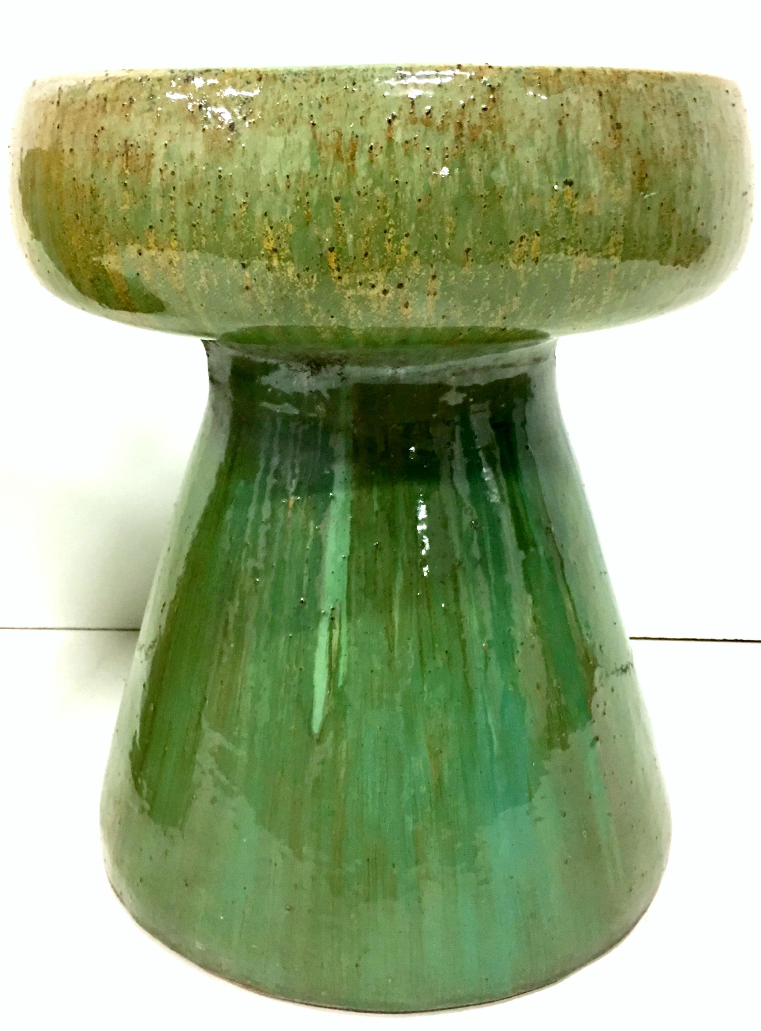 Glazed 21st Century Pair of Ceramic Glaze Mushroom Form Garden Stool's