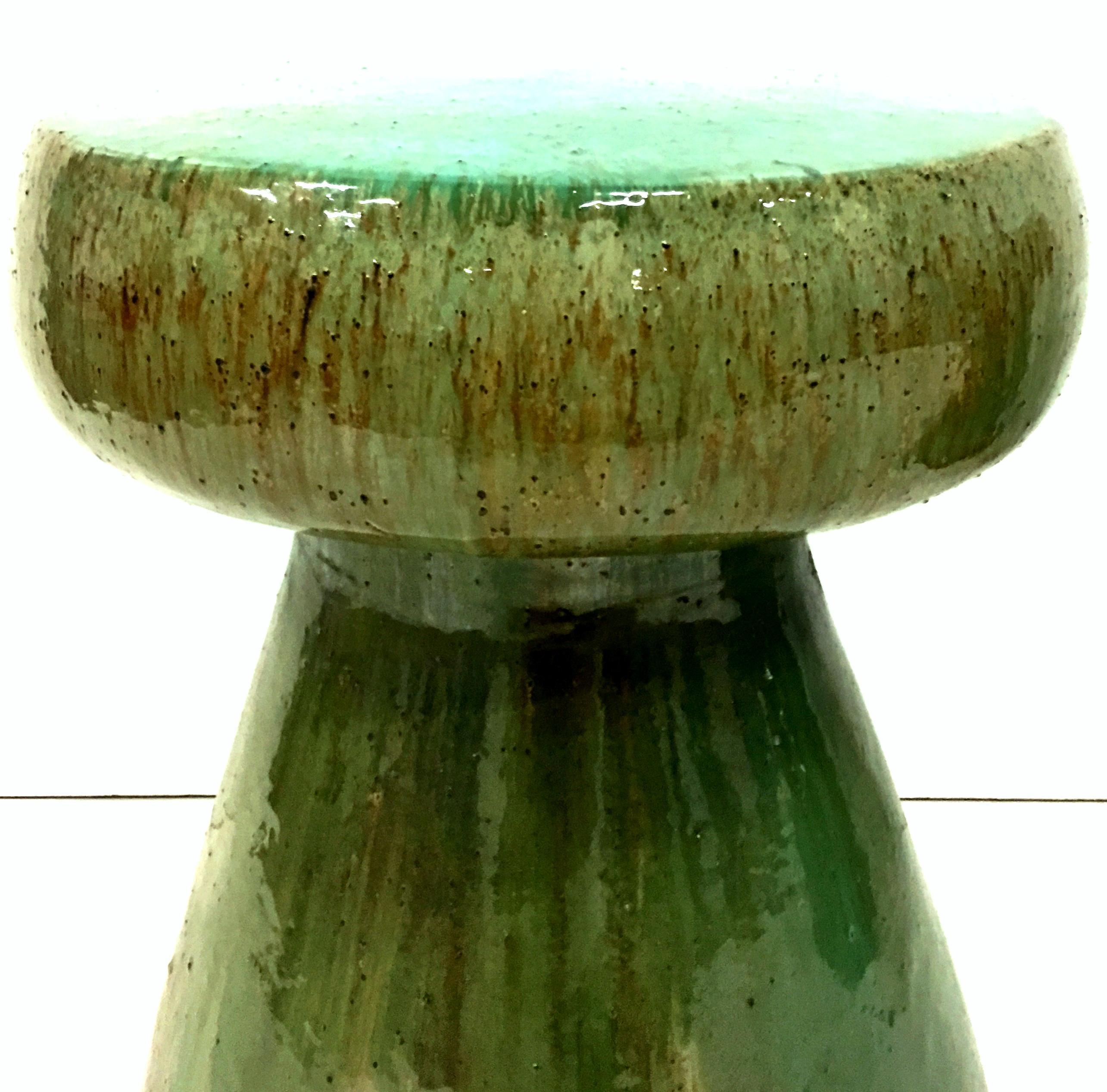Contemporary 21st Century Pair of Ceramic Glaze Mushroom Form Garden Stool's