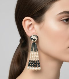 21st Century Pair of Coppola e Toppo Black and White Crystal Chandelier Earrings