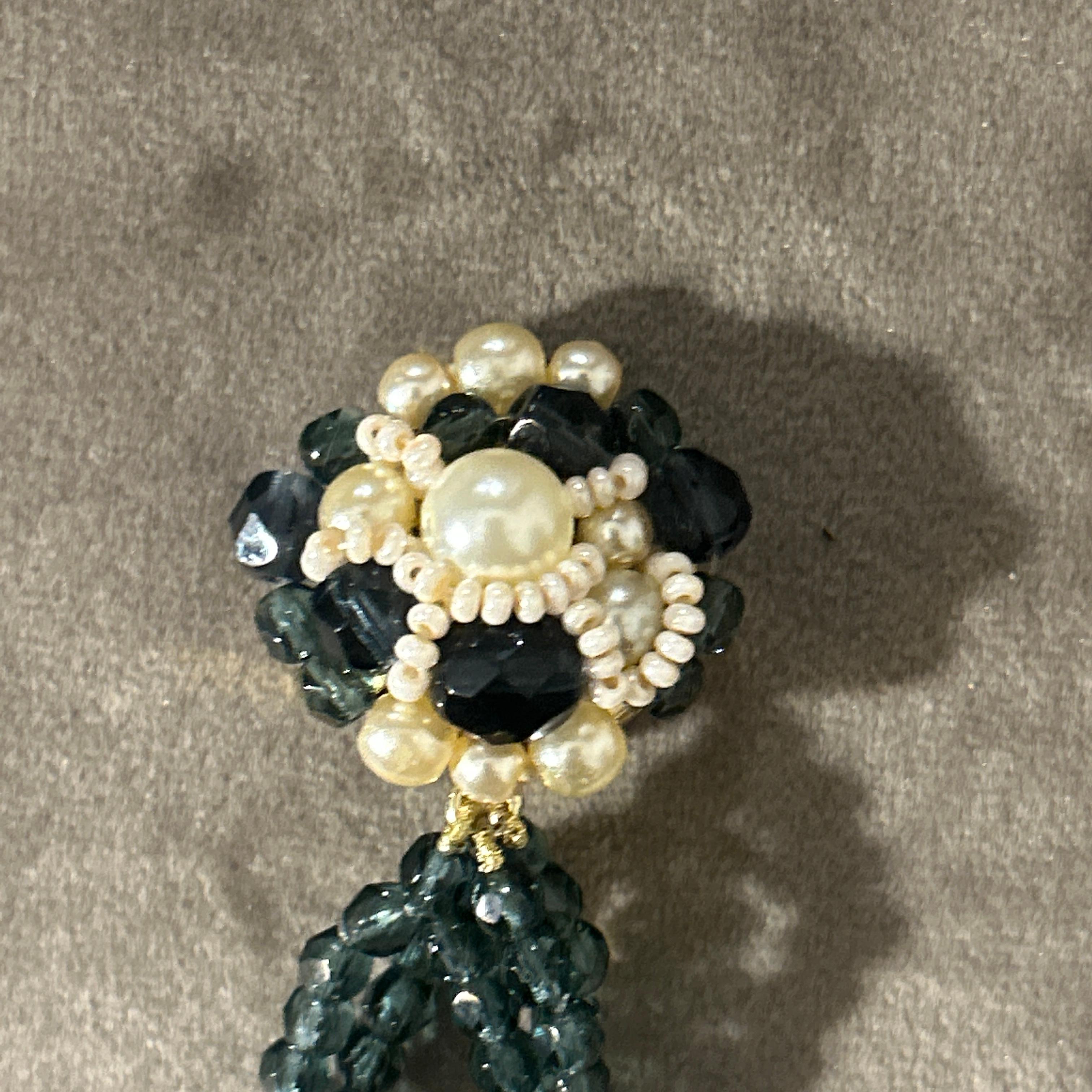 Briolette Cut 21st Century Pair of Coppola e Toppo Black and White Crystal Chandelier Earrings For Sale