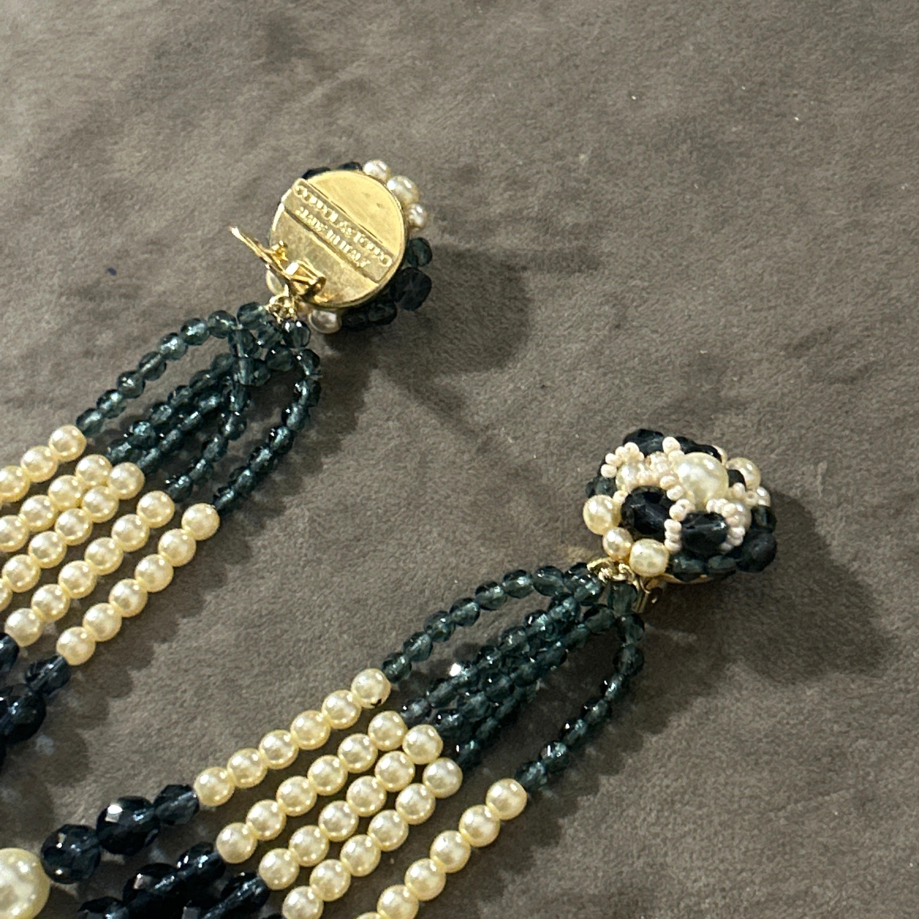 21st Century Pair of Coppola e Toppo Black and White Crystal Chandelier Earrings For Sale 1